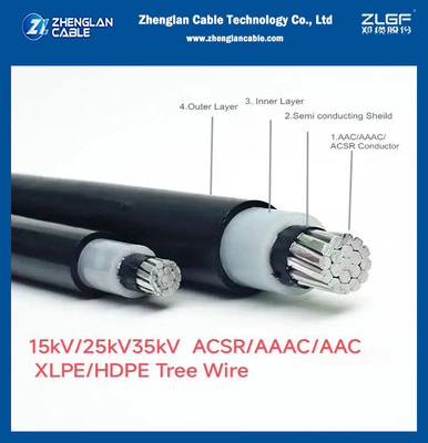 15kv AAC AAAC ACSR 선도자 XLPE HDPE 단열 나무 케이블 185mm2 NTC 5909 ICEA S121-733