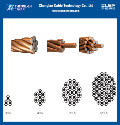 도매 CCS Ground Rod Conductor Wire Bare Copper Clad Steel Electric Stranded Wire for Power engineering 프로젝트 전력공학용 전력 스탠드 와이어