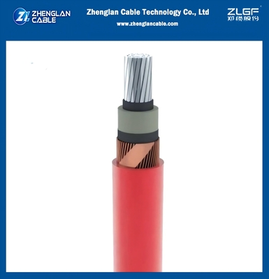 AL/SC/XLPE/SC/CWS/PVC/CTS/PVC1x240/25mm2 IEC 60502-2 8.7/15KV 구리 와이어 쉴드 + 구리 테이프 쉴드 셸 적색 중압 전원 케이블