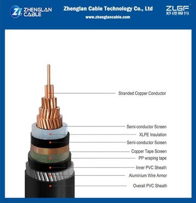 19/33kv 지하 전력 케이블 구리 와이어 스크린 + 알루미늄 와이어 장갑 단일 코어 1x500mm2 IEC 60502-2