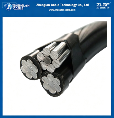 저전압 ABC 케이블 2x6+6awg 보라색 알루미늄 선도자 트립렉스 오버헤드 서비스 드롭 케이블 와이어